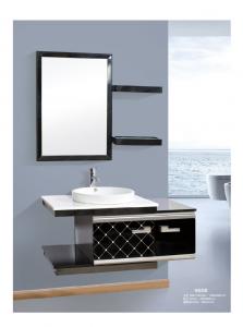 Quality Floating Stainless Steel Bathroom Vanity , Black Metal Bathroom Vanity for sale