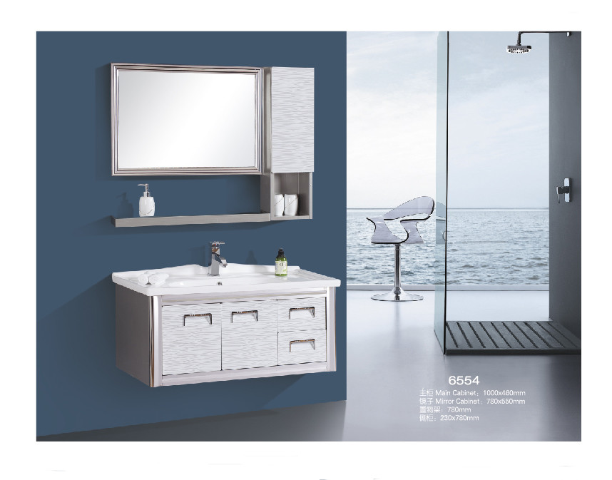 Quality Stainless Steel Floating Bathroom Vanity With Drawers Two Doors Modern Style for sale