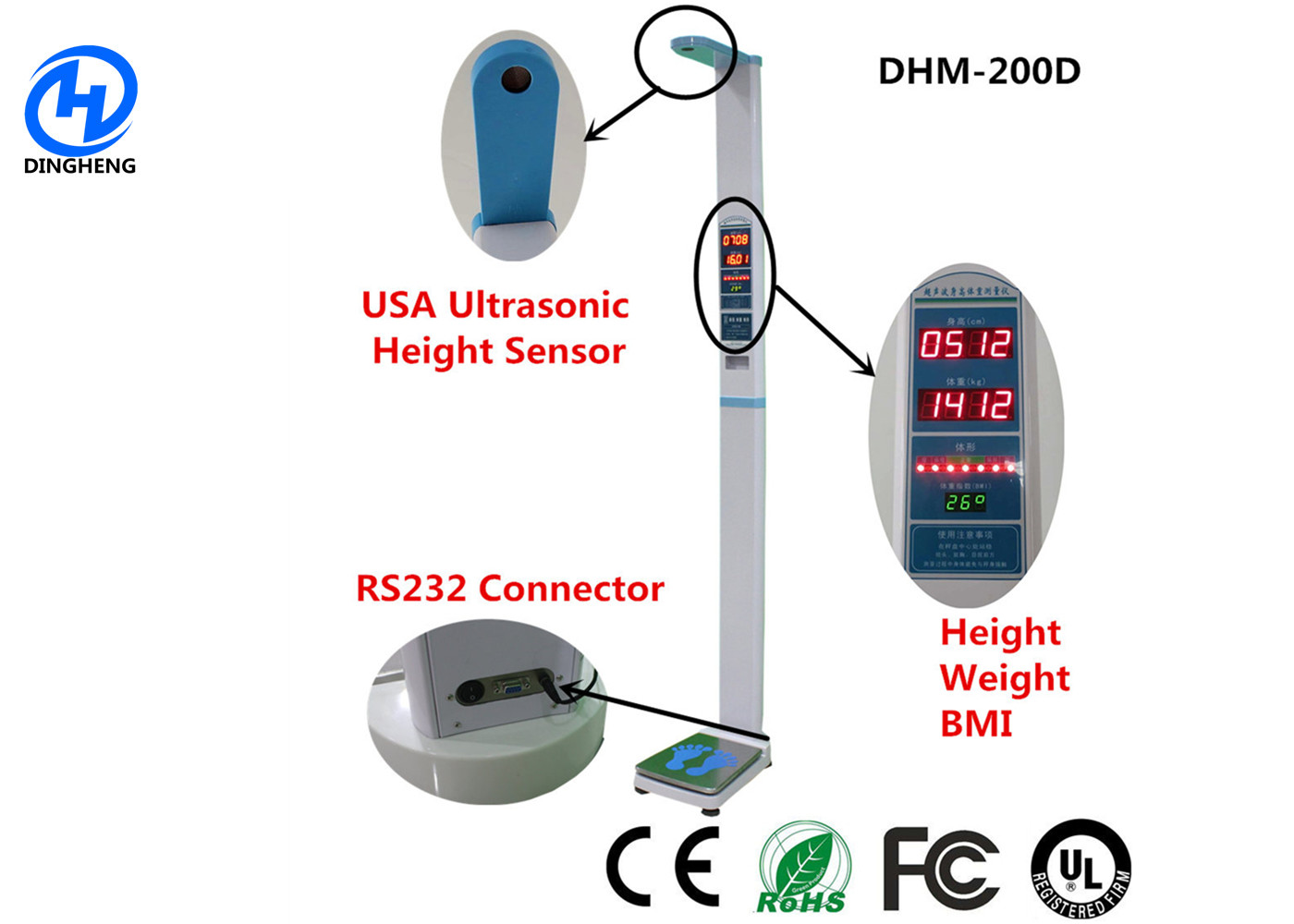 Quality Medical height weight scales with thermal printer and ultrasonic height sensor for sale