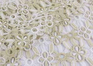 China Polyester Lace Fabric With Floral Lace Designs Metallic Fabric For Fashion Garment on sale