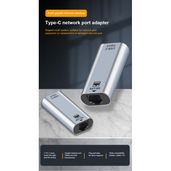 USB C Female to Ethernet Port Adapter 10/100/1000 Mbps Speed for Fast Network Connection