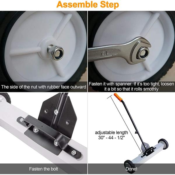 Convenient Push-Type Magnetic Pick Up Sweeper with 30-50 Lbs Pull Force and Wheels