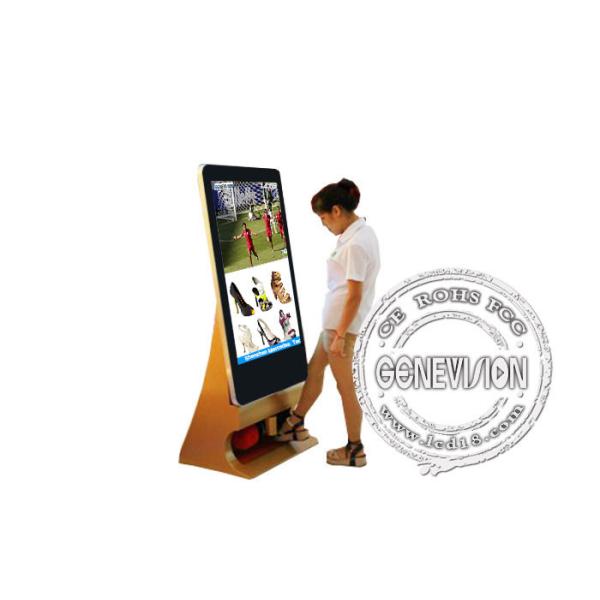 55inch Smart Touch Kiosk with Shoes Cleaner Interactive Android Advertising Standee with remote managing Software