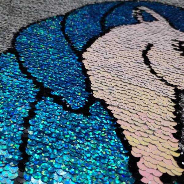 Colorful Purple Unicorn Reverse Sequin Patch 35*35CM Size Merrowed Border