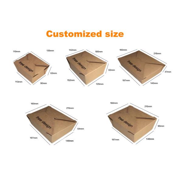 Wholesale of food takeaway lunch boxes customized eco-friendly recyclable vegetable salad takeaway boxes