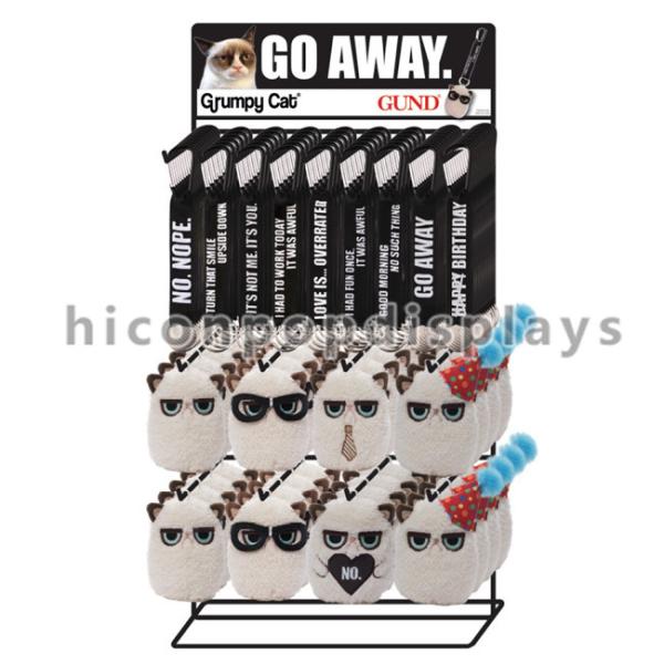 Black Acrylic 2 - Layer Counter Display Racks Keychain Display Stand 10 Hooks