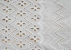 Quality African Bridal Cotton Eyelet Lace Fabric , Embroidered Cotton Lace Curtain Fabric for sale