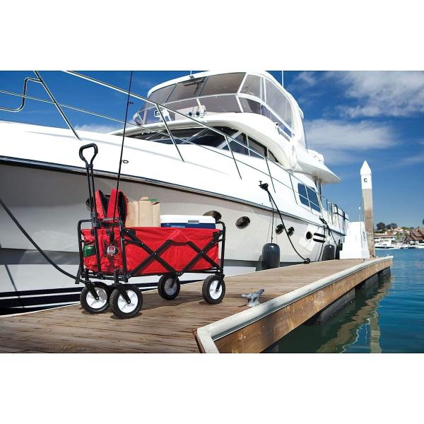 Folding Garden Cart’S Telescoping Adjustable Handle Locks And Extends Allows