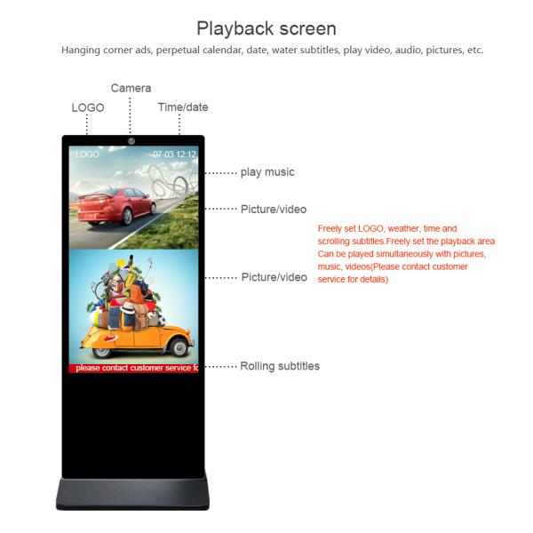 LCD Advertising PCAP Touch Screen Digital Signage Interactive Kiosk Interactive Video Call Camera Kiosk Machine
