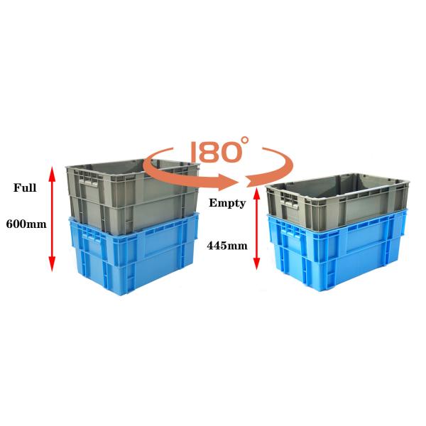 Solid Plastic Turnover Box 600*400*300mm Stackable Nestable Plastic Crate Storage