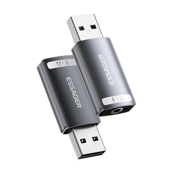 Buy ESSAGER ES-OTG21 Series USB A To Aux Jack Audio Micro Adapter USB To 3.5mm Adapter at wholesale prices