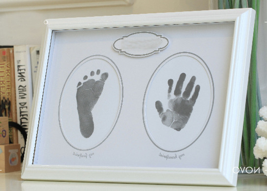 Wooden Baby Hand And Footprint Photo Frame Baby Safe Non Toxic Ink Pad For Birthday Gift