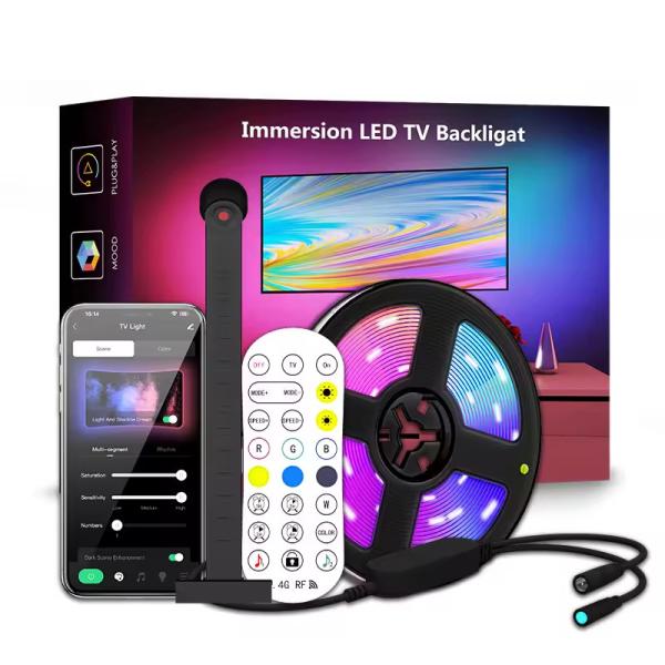 WiFi LED TV Backlight With Sensor For 55-75 Inch TV And PC RGBIC App Control Compatible With Alexa And Google Assistant