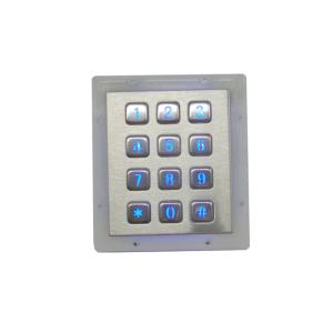 12 Keys Backlit Metal Keypad IP65 For Vending Machines