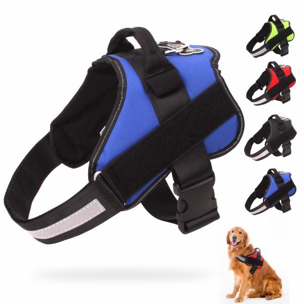 Reflective Dog Harness Leash Breathable Adjustable With Handle No More Pulling