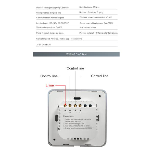 Zigbee Smart Lighting Controller 3 Gang