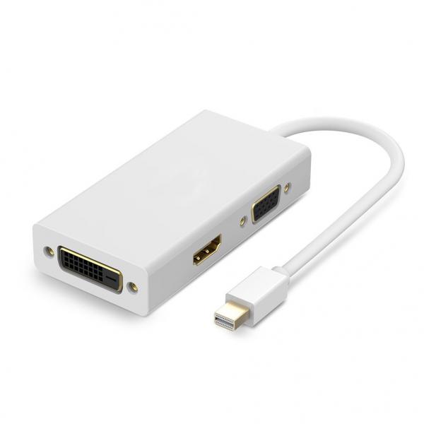 Mini DisplayPort to DVI VGA Adapter 4K Mini DP Converter Thunderbolt Compatible 3 in 1 for Mac
