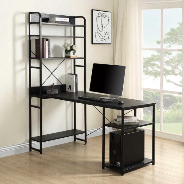 Buy MDF Board 28.74"H Computer Desk Study Table With Bookshelf Rack at wholesale prices