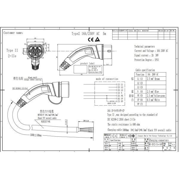 16A Type 2 EV Charging Cables