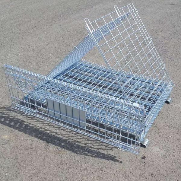 Galvanized Surface Wire Mesh Storage Cages Wire Container 4 High Stacking Height