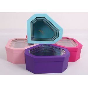 Quality Diamond Shaped Nested Stackable Cardboard Boxes With Clear PET Window for sale