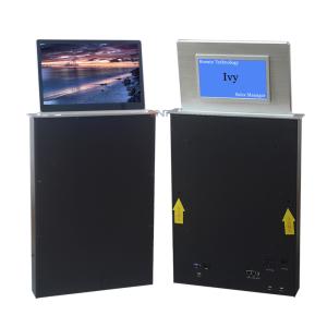 Quality 15.6 inch FHD screen computer desk lcd monitor lift with backside mini name screen for sale