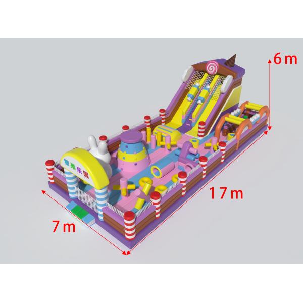 Candy Theme Inflatable Castle With Big Slides Obstacles Castle