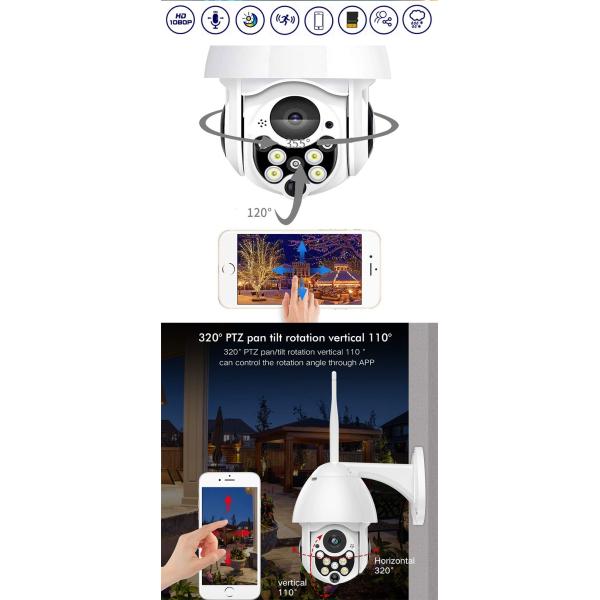 1080P HD Megapixel IP65 Wireless WiFi PTZ Security Camera