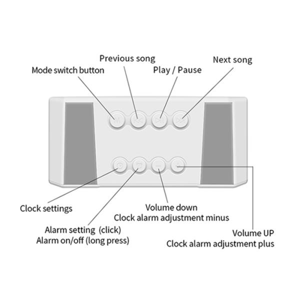 Rechargeable Digital Radio Alarm Clock With Smart Touch Sensor White / Pink Color