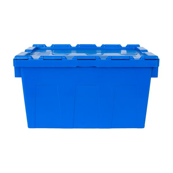 Customized Color Attached Lid Crate Plastic Moving Crate Tote Box for Turnover Logistic