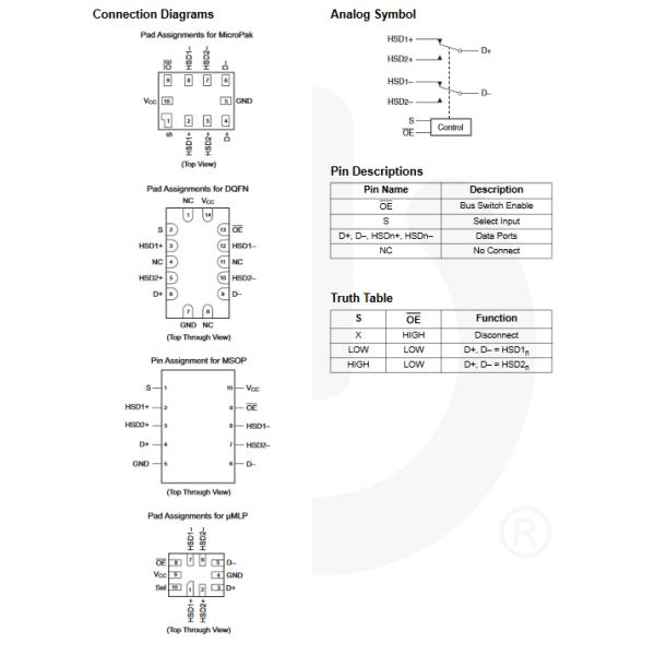 FSUSB30MUX USB Switch ON Semiconductor / Fairchild