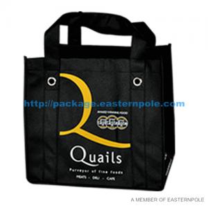 Quality Black Promotional Non Woven Shopping Bag with metal eyelet for sale