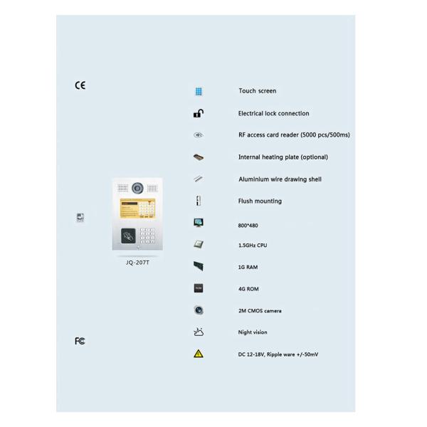 Android TCP/IP Intercom Systems LED Screen Video Doorbell JQ-207T