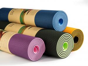 Quality Double layer eco friendly fitness TPE yoga mat wholesale logo custom print yoga mat for sale