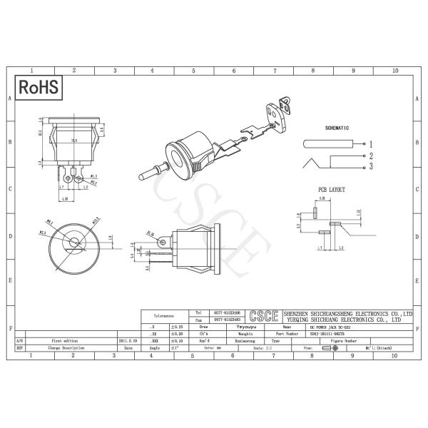 3.0 Pin Round DC Power Connector Vertical 180 Degree Contact Resistance ≤30mΩ