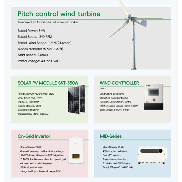 LCD Pure Sine Wave Solar And Wind Hybrid Power Generator With 110v And 220v Output Voltage