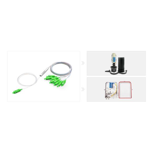 SC UPC 9 / 125μM Connector Fiber Optic PLC Splitter 1x2 Blockless
