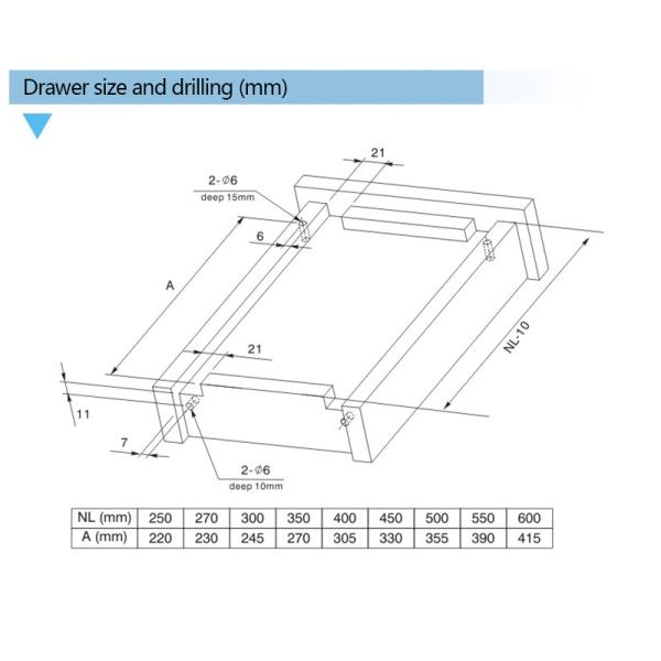 350mm Invisible Rebound Furniture Rail Drawer Runners 14 Inch