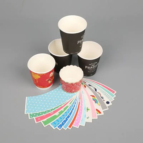 Food Grade FSC Certification Premium Custom Printed Paper Cup Fans with PE Coating