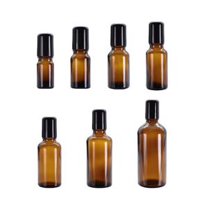 Quality Amber Essential Oils 10ml Perfume Roller Bottles With Screw Cap for sale
