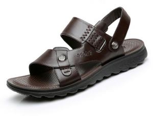 China Summer Mens Genuine Leather Sandals , Brown Mens Custom Leather Sandals on sale