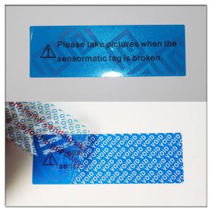 China Tamper evident seal blue color matt finishing VOID OPEN sticker security labels with serial number on sale