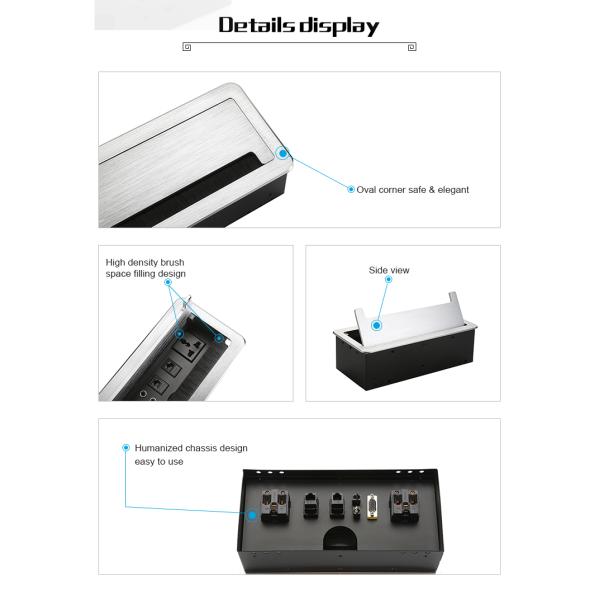 Plastic Recessed Power Bar Conference Table Socket Standard Grounding