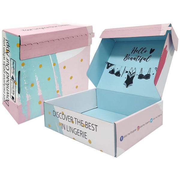 Custom Folding Carton Shipping Packaging Box Simple Zipper Unique Pink Paper Box