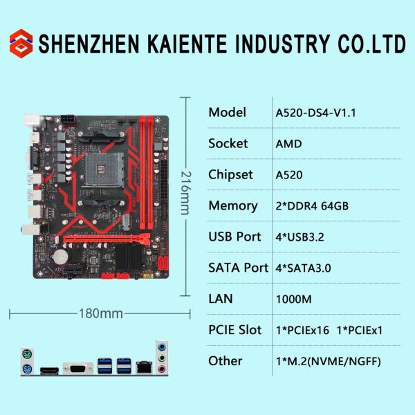 A520 A520M M.2 Motherboard For Desktop Computer AM4 Socket PC Mainboard