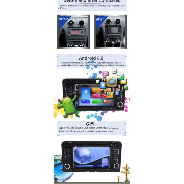 Touch Screen Gps Android Audi Car DVD Player With Bluetooth Playstore