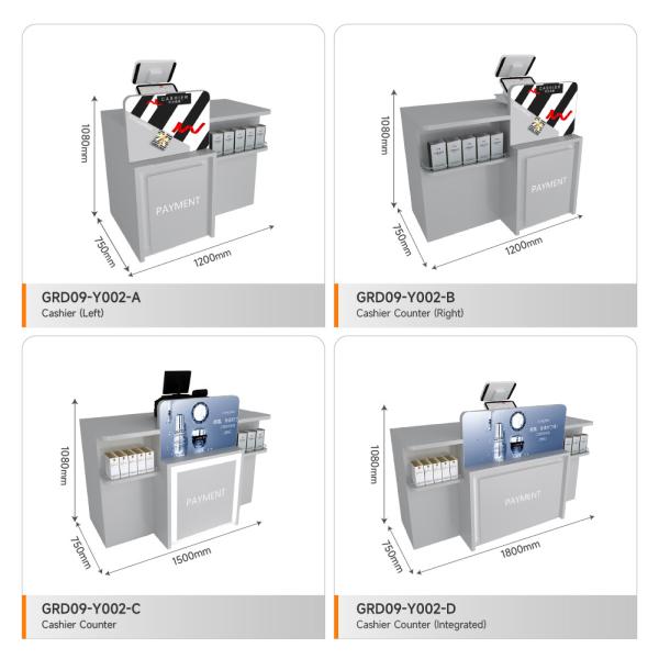 Display Stand Grey Wooden Cash Register With Light Box For Space-Saving Shop Furniture And Branding Shop Design