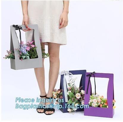 Custom paper bag with handle coated white paper bag printing pattern flower