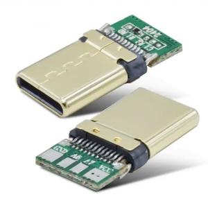 Quality TYpe C 16Pin Golden Plated USB C Male Connector Solder Wired With Data+Charging Function for sale