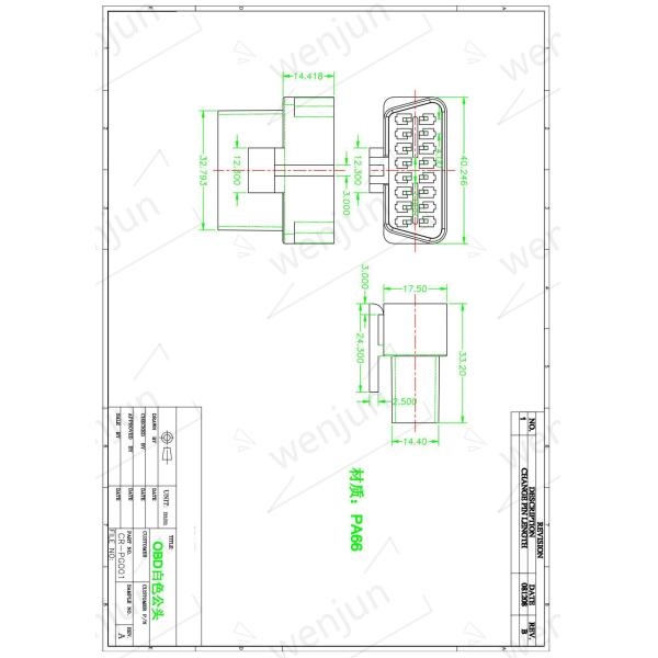 PCB OBD2 OBD Car Connector PA66 Brass Core Material For Auto